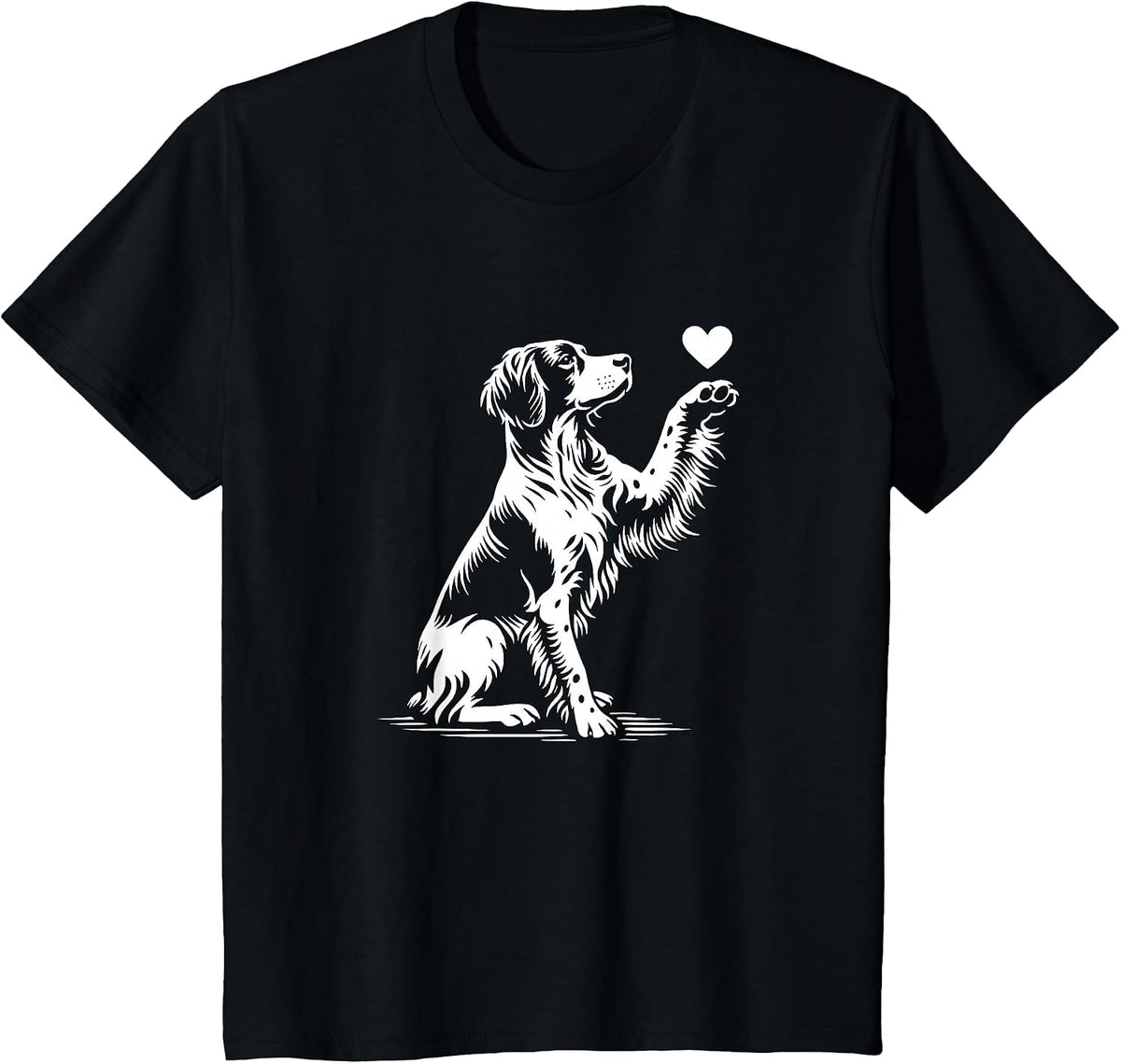 Brittany Spaniel Sitting Dog Heart Love Graphic Design T-Shirt - Black