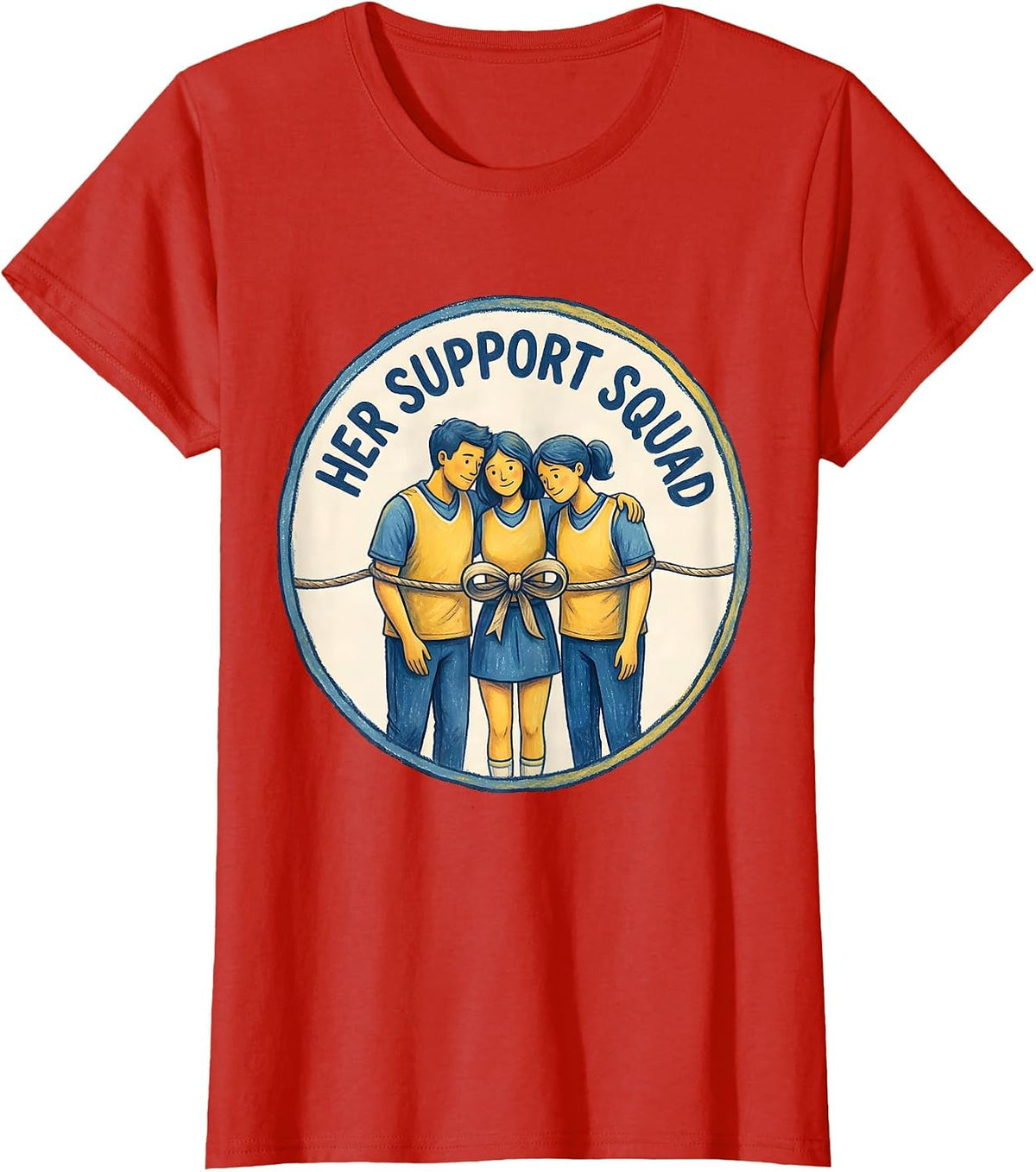 Her Support Squad Storybook Down Syndrome Awareness Homie T-Shirt - Red