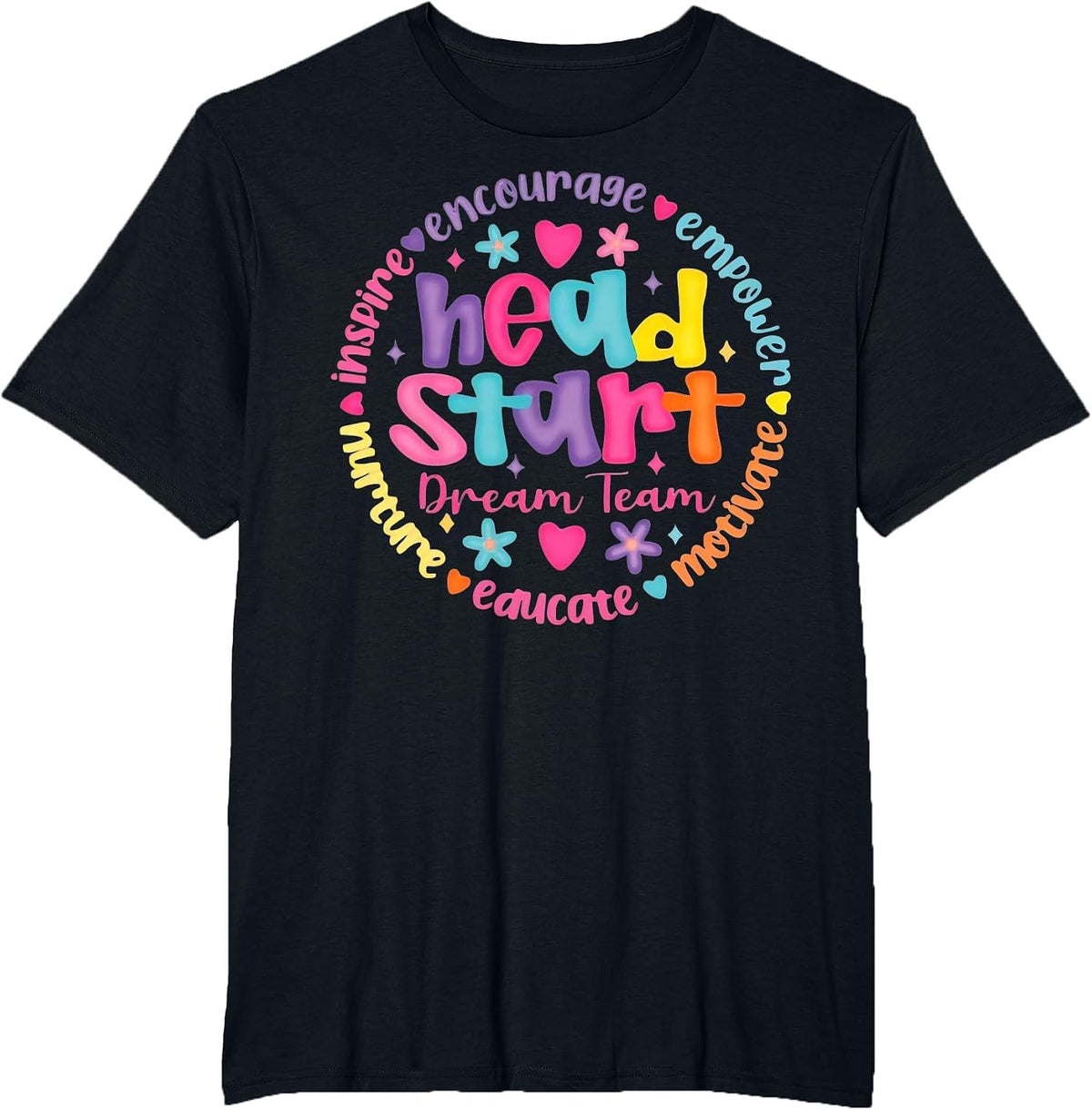 Head Start Dream Team Squad Teacher Headstart Back to School T-Shirt - Black
