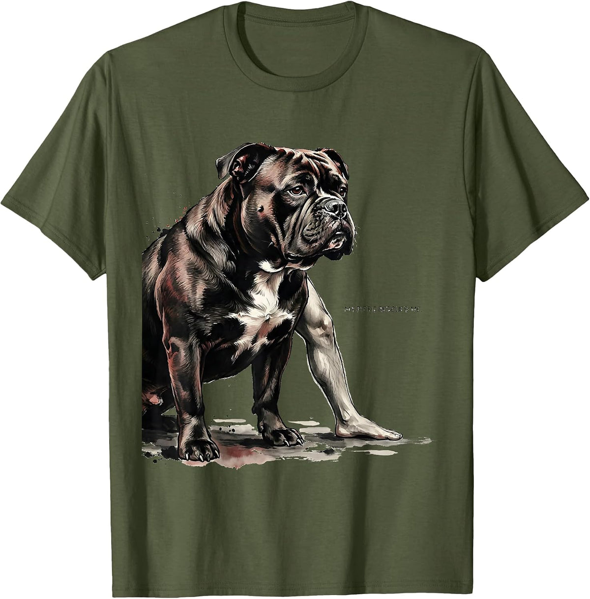 Men's My Pittie Rescued Me Funny Pitbull Dog Mom Humor T-Shirt - Olive Green