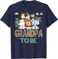 Soon to Be Grandpa Jungle Animal Safari Gender Reveal T-Shirt - Navy Blue