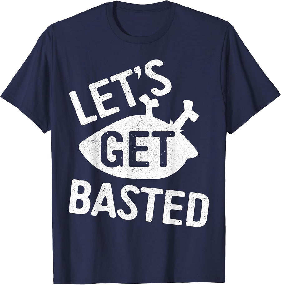 Let's Get Basted Shirt Adult Men Women Kids Thanksgiving Day T-Shirt - Navy Blue