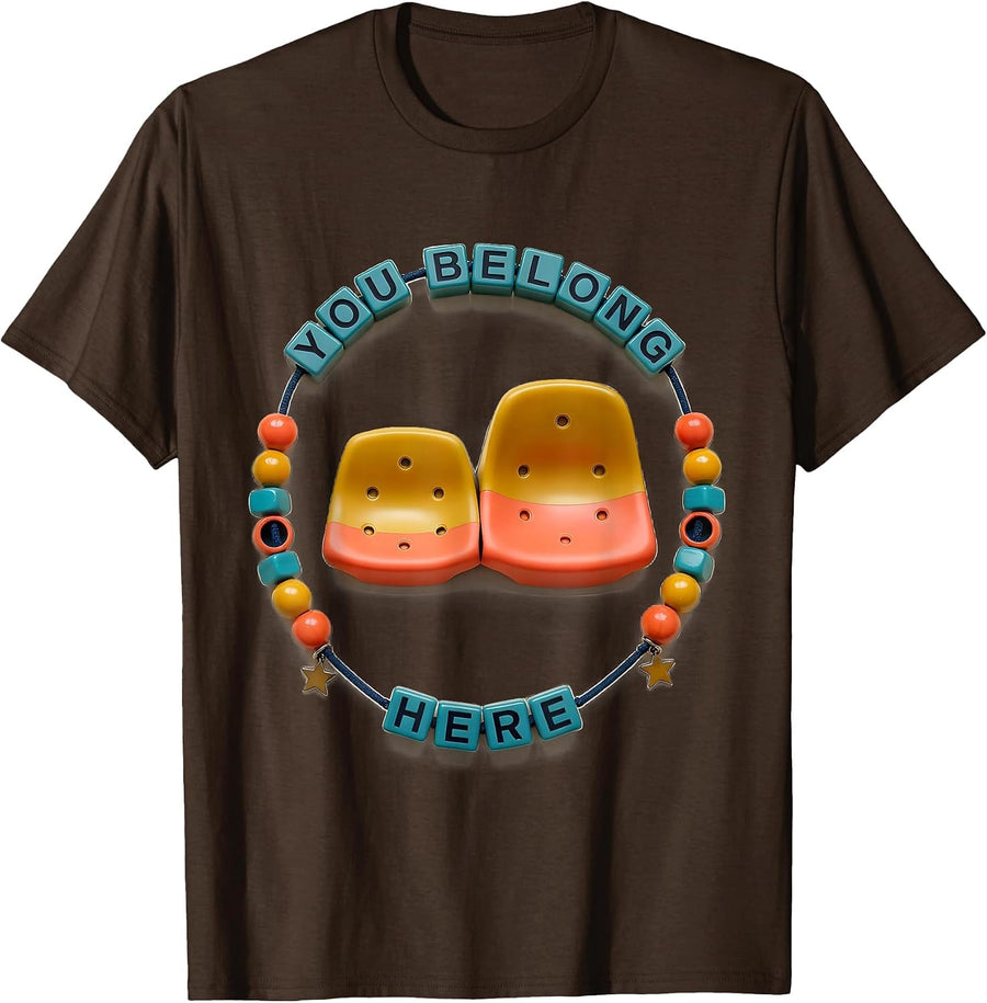 Men's You Belong Here Special Education Teacher Autism Awareness T-Shirt - Brown