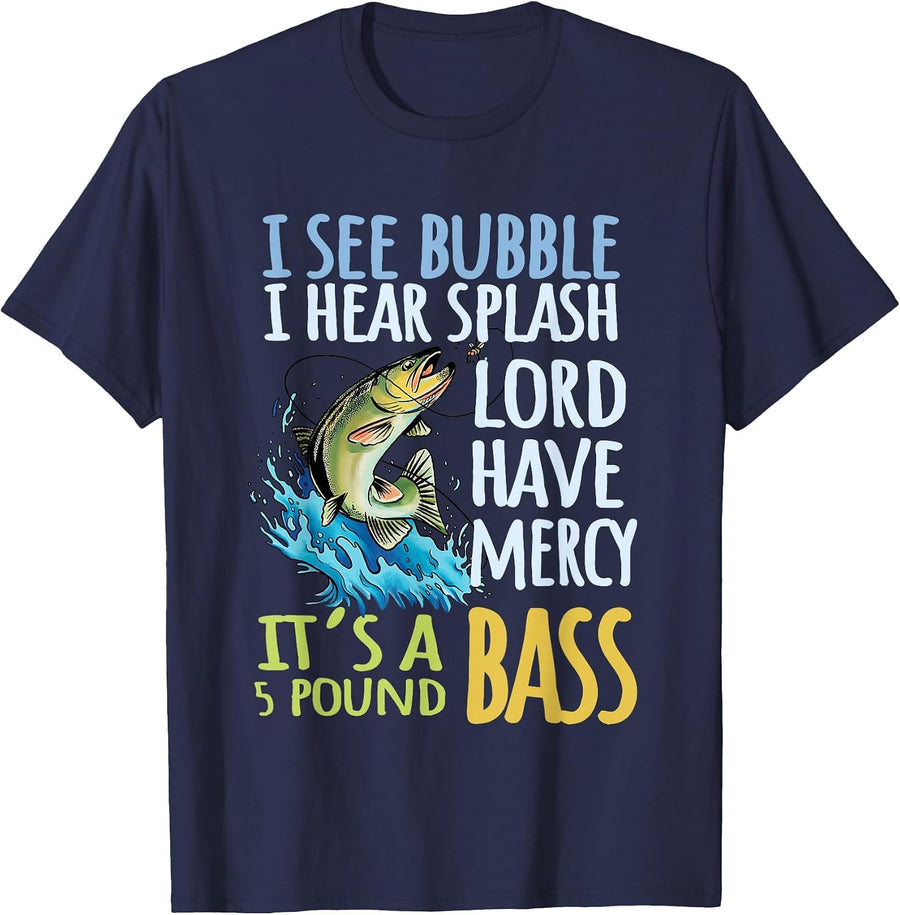 Bass Fishing Sports Black Bass Fish T-Shirt - Navy Blue