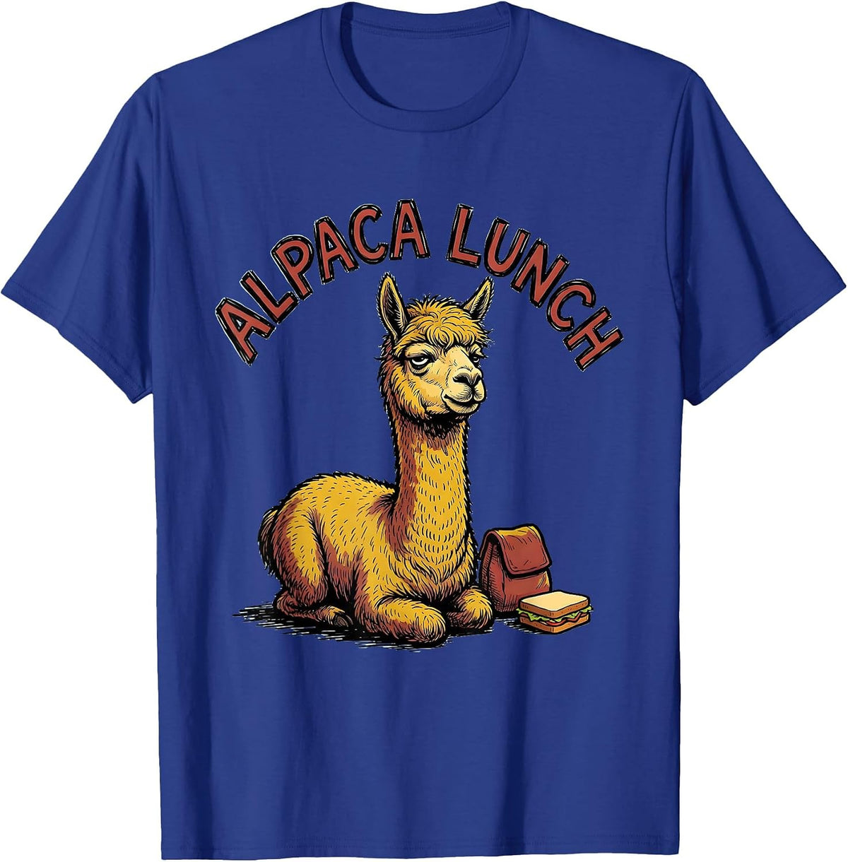 Men's Alpaca Lunch Funny Alpaca Lover Animal Humor Novelty T-Shirt - Royal Blue