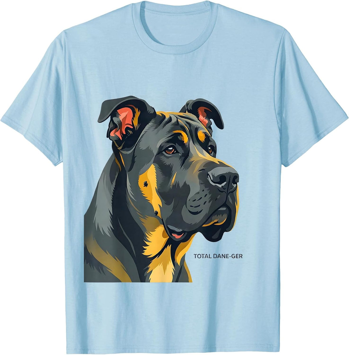 Men's Total Dane-ger Funny Great Dane Dog Lover Breed Humor T-Shirt - Baby Blue