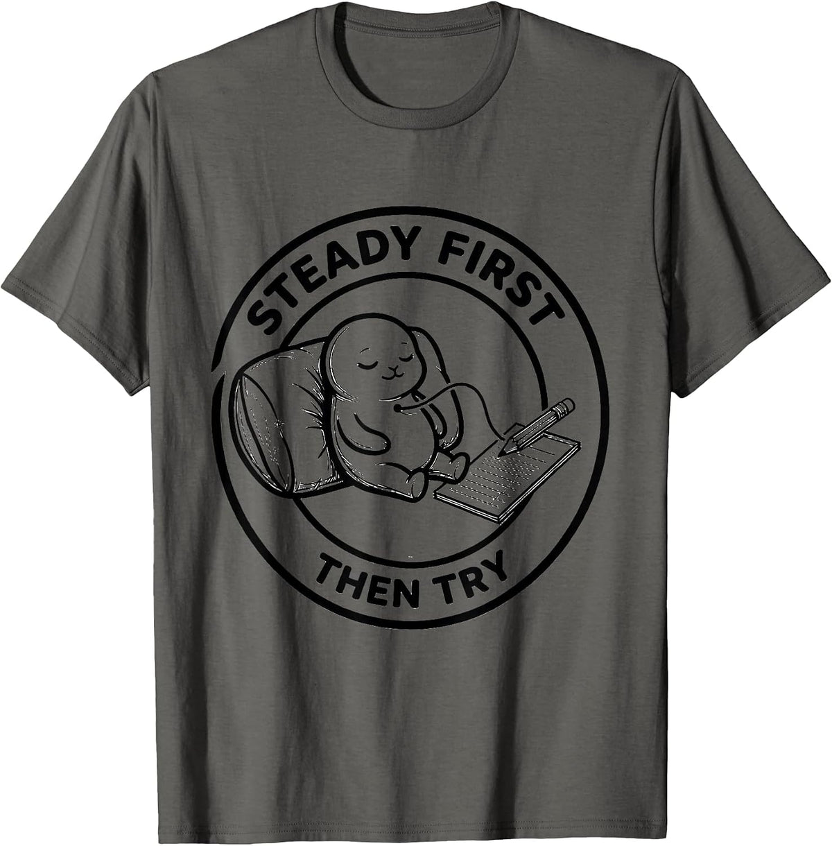 Steady First Then Try Occupational Therapy Sensory T-Shirt - Asphalt Grey