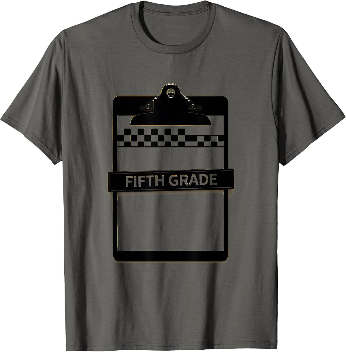 Fifth Grade Retro Checkered Back To School Teacher Girl Kids T-Shirt - Asphalt Grey