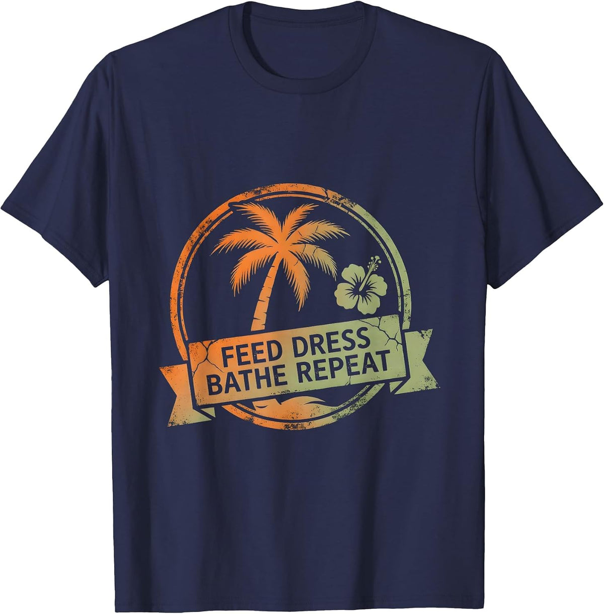 Men's Feed Dress Bathe Repeat Occupational Therapy Design T-Shirt - Navy Blue