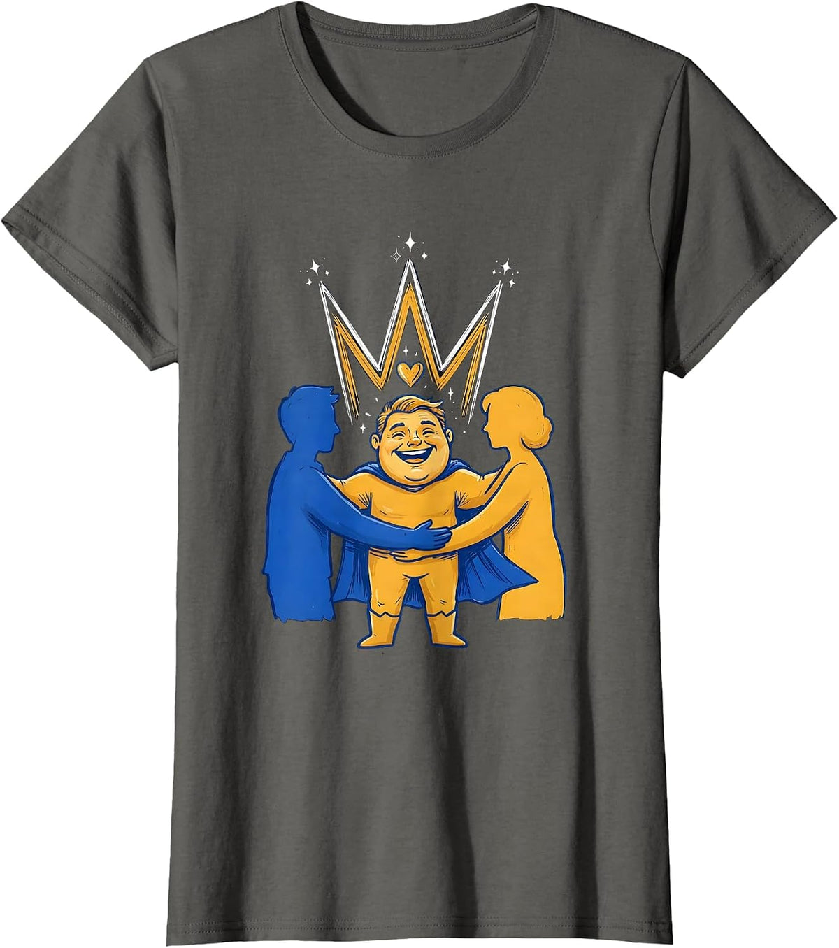 Women's Proud Family Support Down Syndrome Awareness Heartfelt T-Shirt - Asphalt Grey