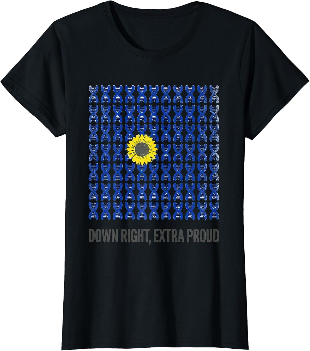 Women's Down Right Extra Proud Heartfelt Down Syndrome Awareness T-Shirt - Black