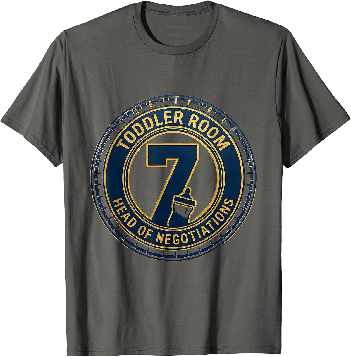 Toddler Room Head Of Negotiations Daycare Provider Humor T-Shirt - Asphalt Grey