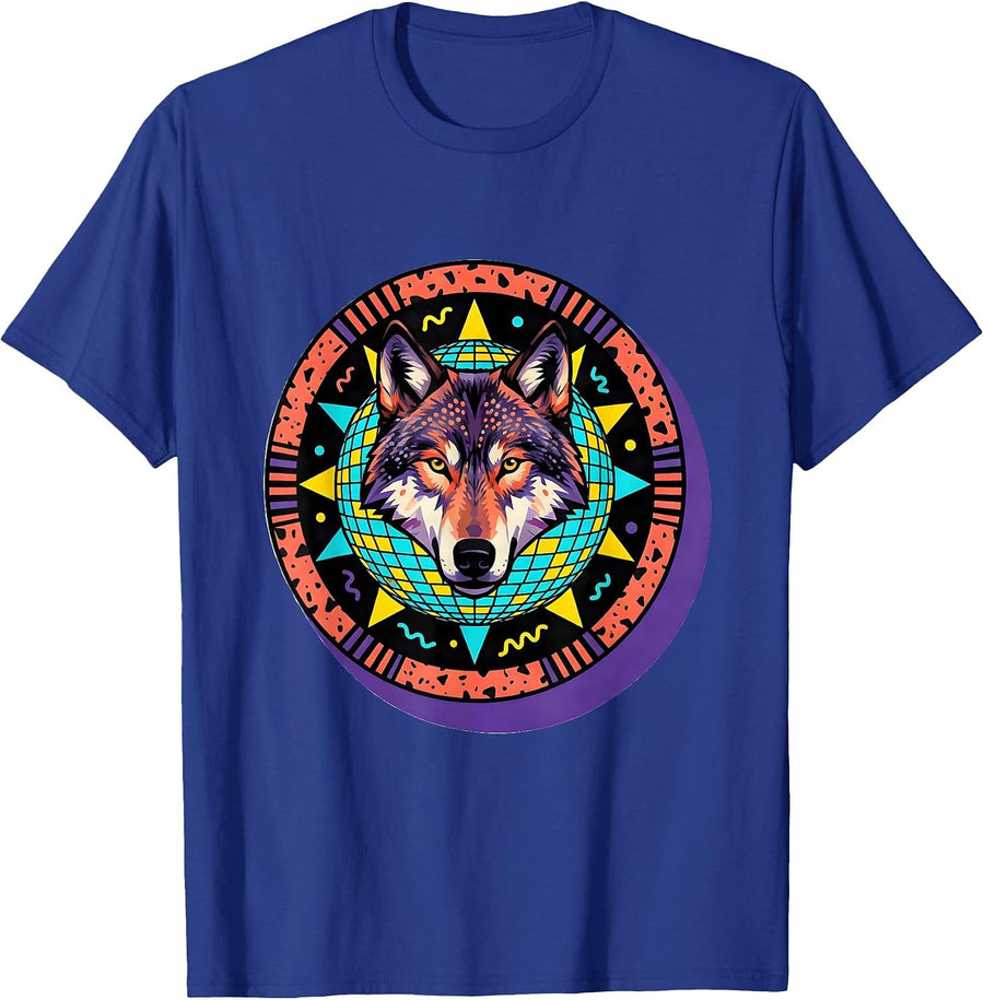 Lone Wolf Disco Ball Spotlight Autism Awareness T-Shirt - Royal Blue