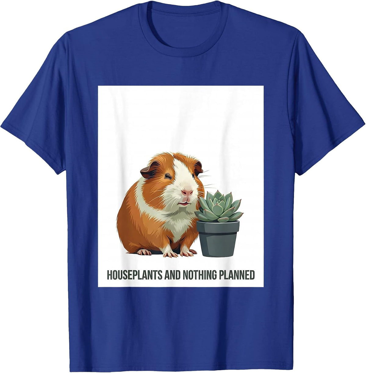 Houseplants And Nothing Planned Cute Kawaii Anime Animal T-Shirt - Royal Blue