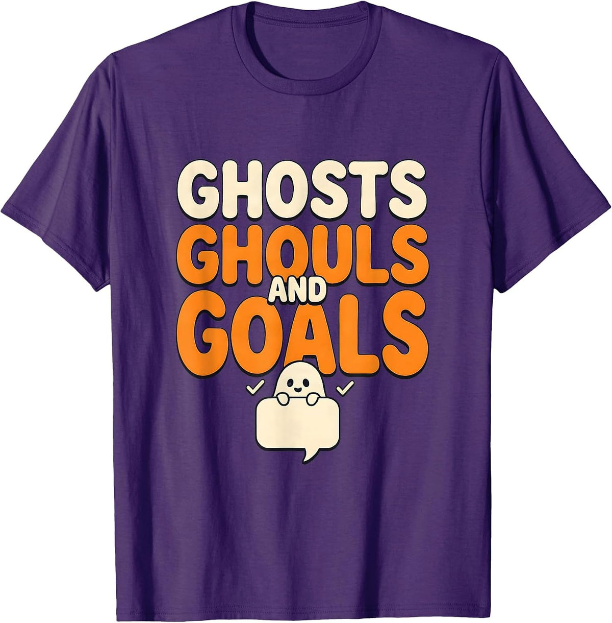 Men's Ghosts Ghouls and Goals Funny Halloween SLP Teacher Speech T-Shirt - Purple