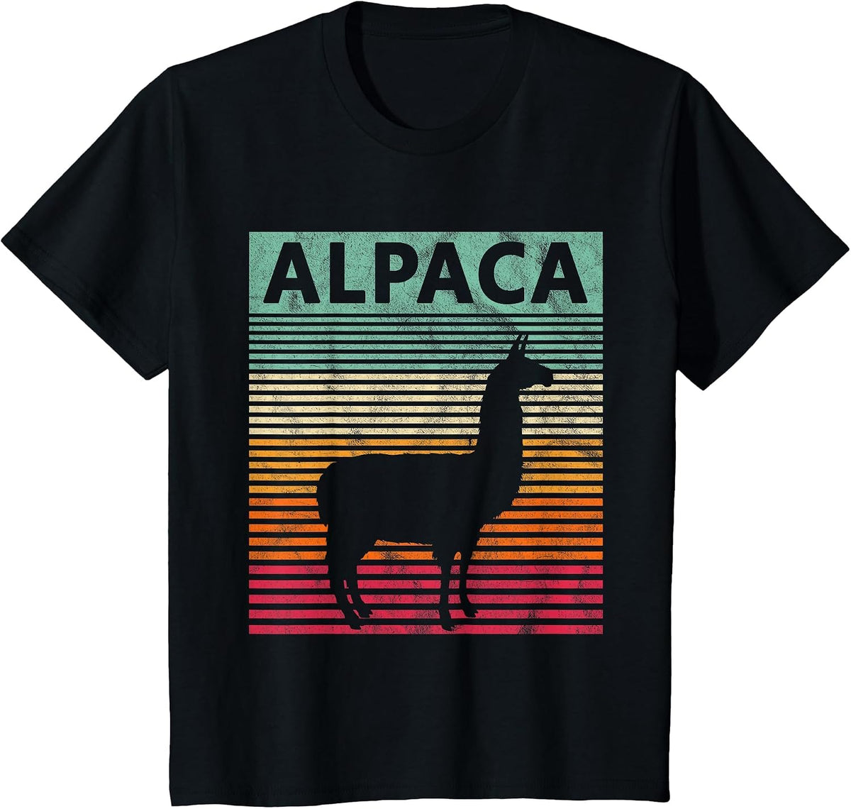 Alpaca Retro Vintage Alpaca T-Shirt - Black