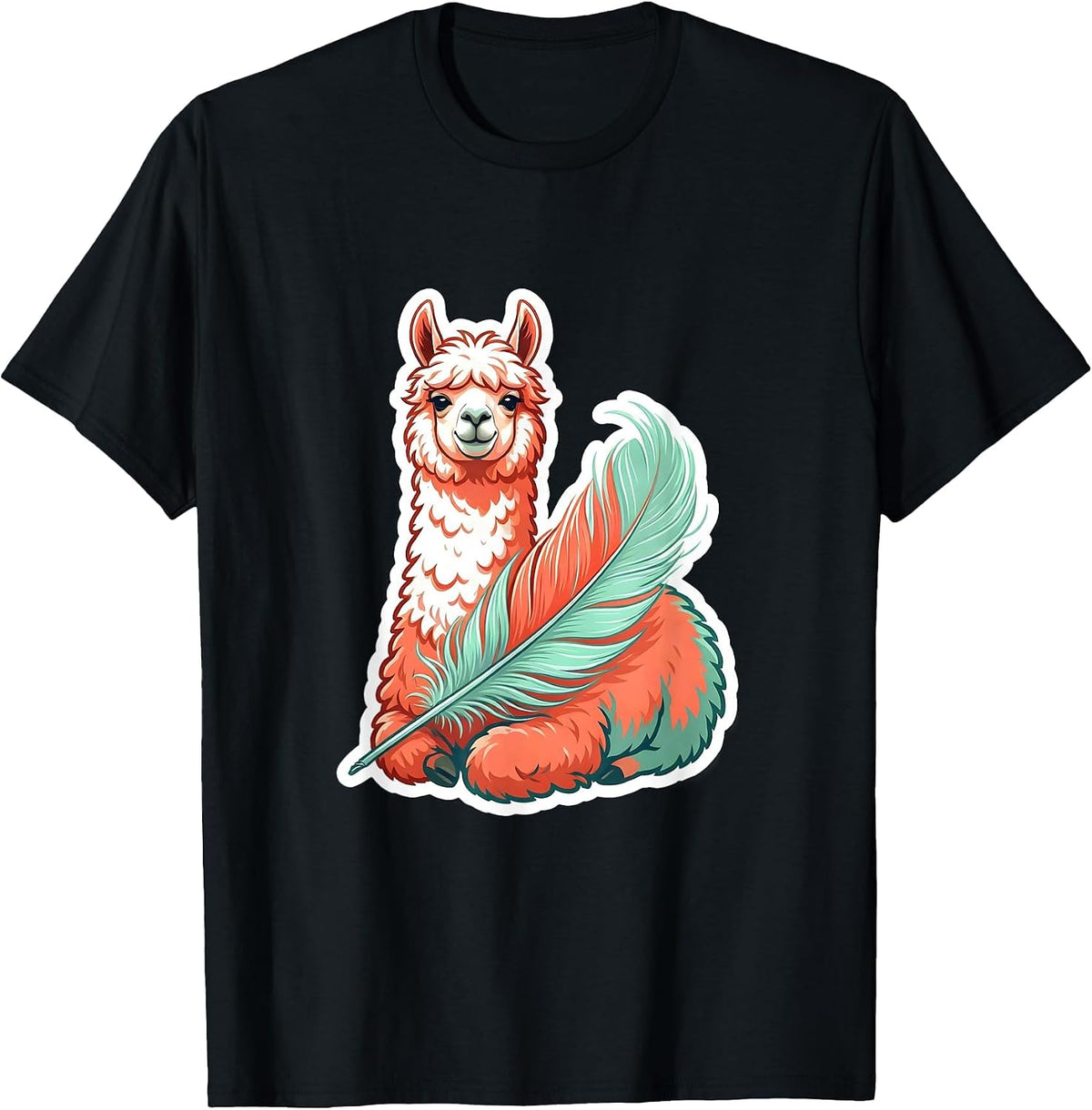 Men's Relaxed Llama Sticker Funny Alpaca Lover Gift T-Shirt - Black