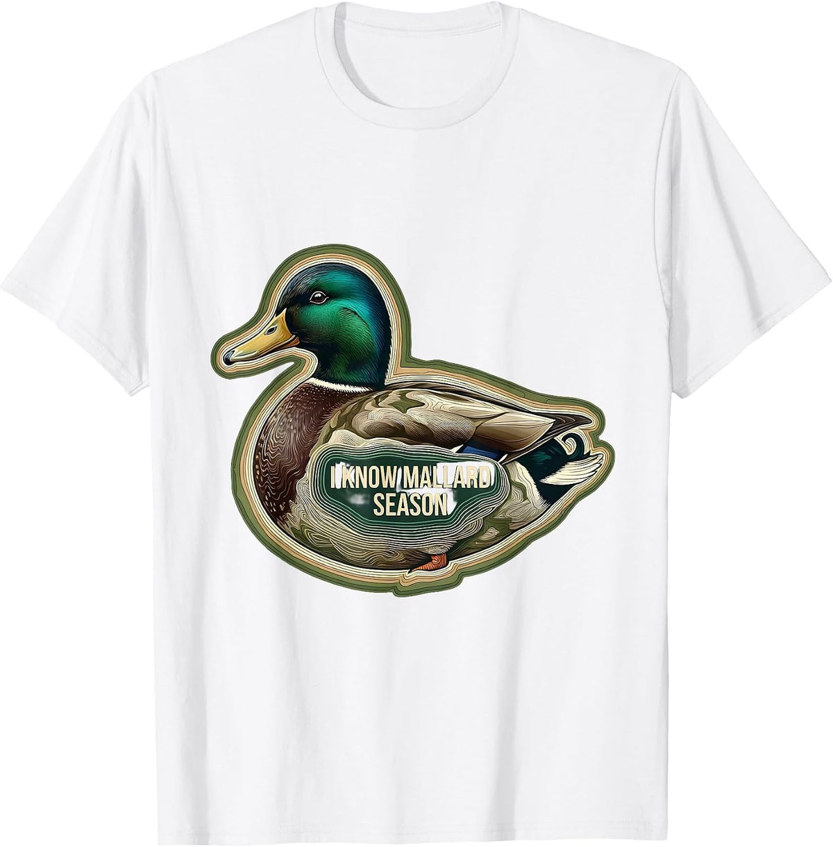 Men's I Know Mallard Season Topographic Contour Hunting Gift T-Shirt - White