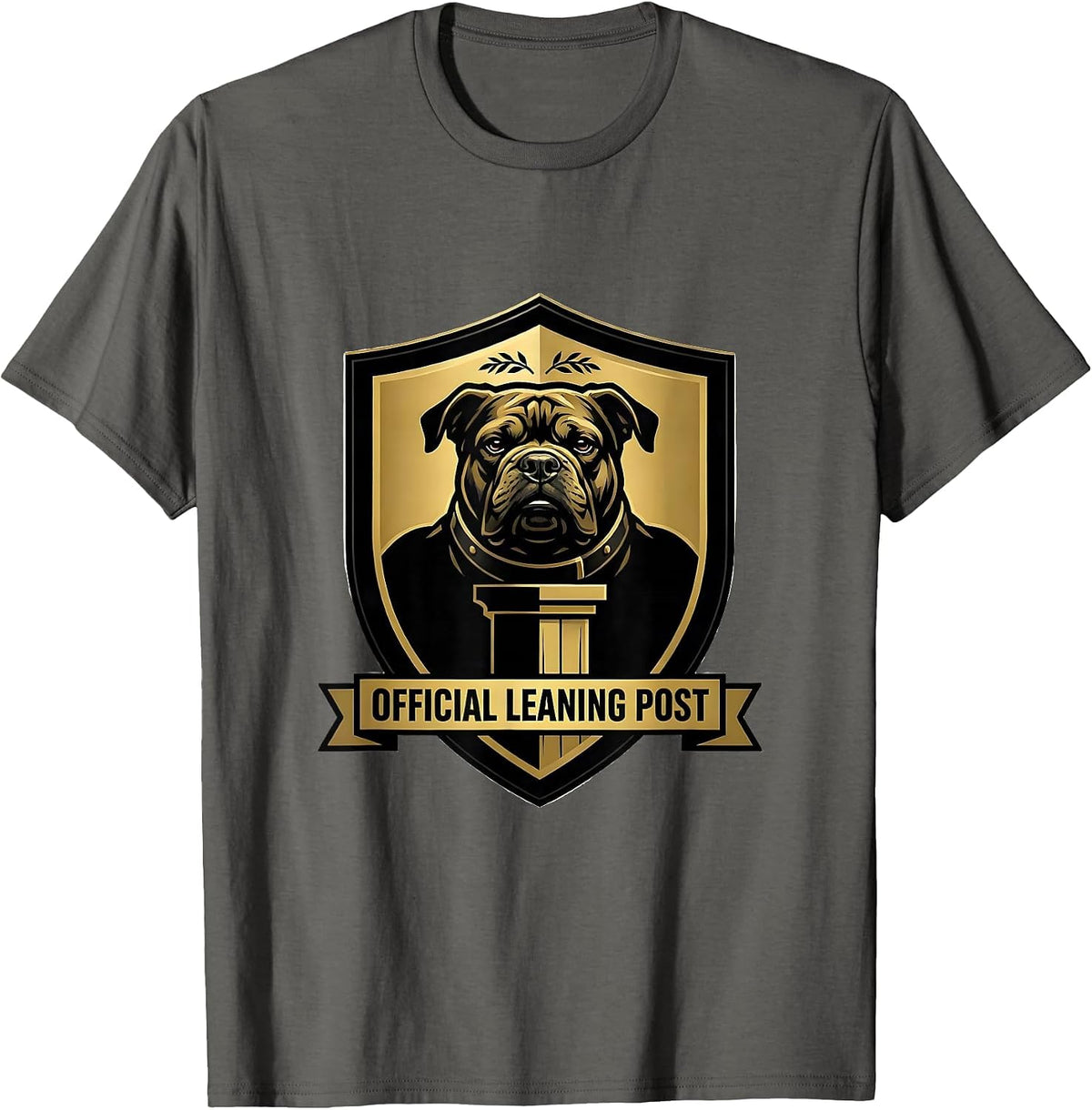 Men's Official Leaning Post Funny Pitbull Owner Dog Mom Humor T-Shirt - Asphalt Grey