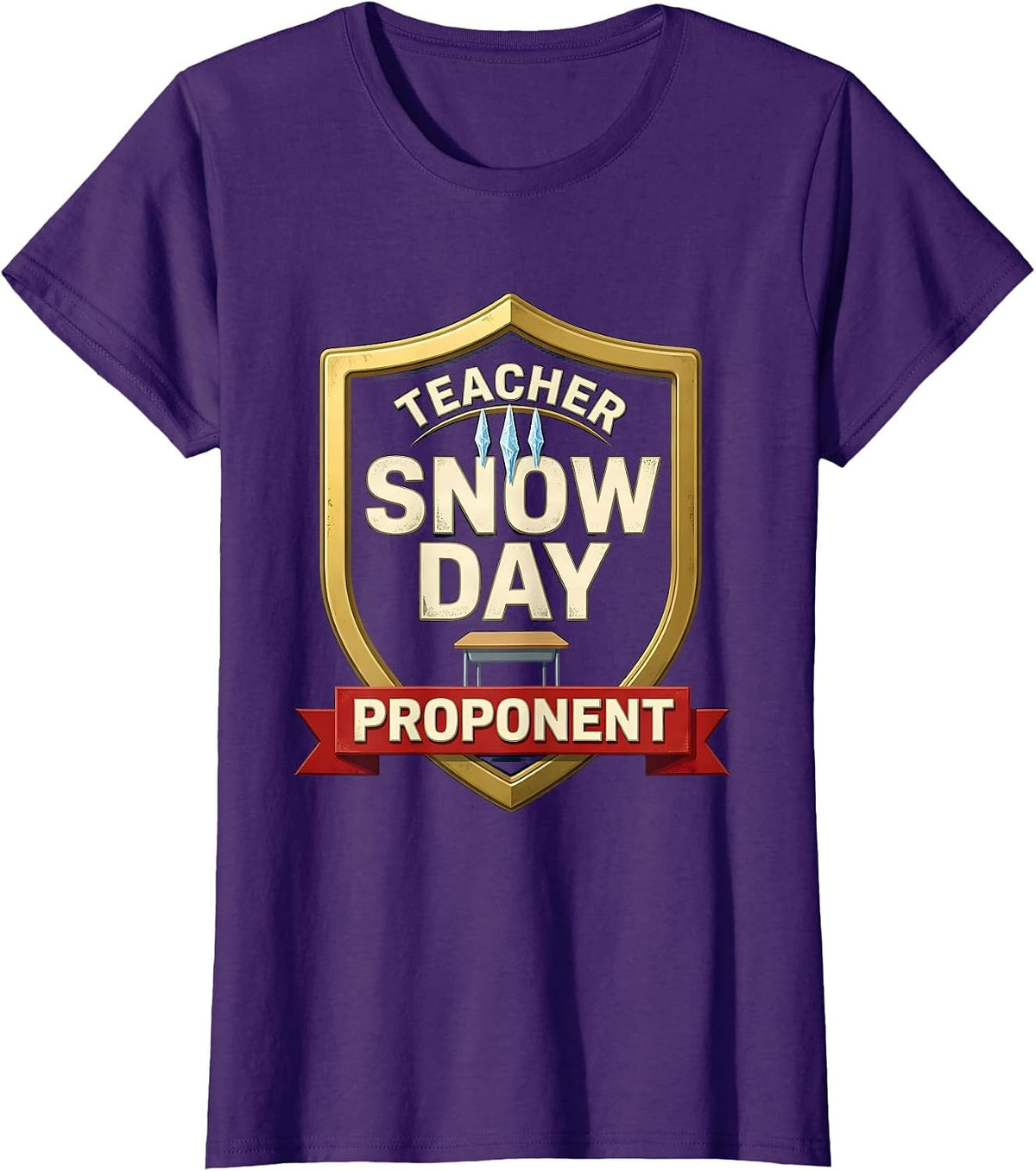 Women's Teacher Snow Day Proponent Funny Teacher Christmas Winter T-Shirt - Purple
