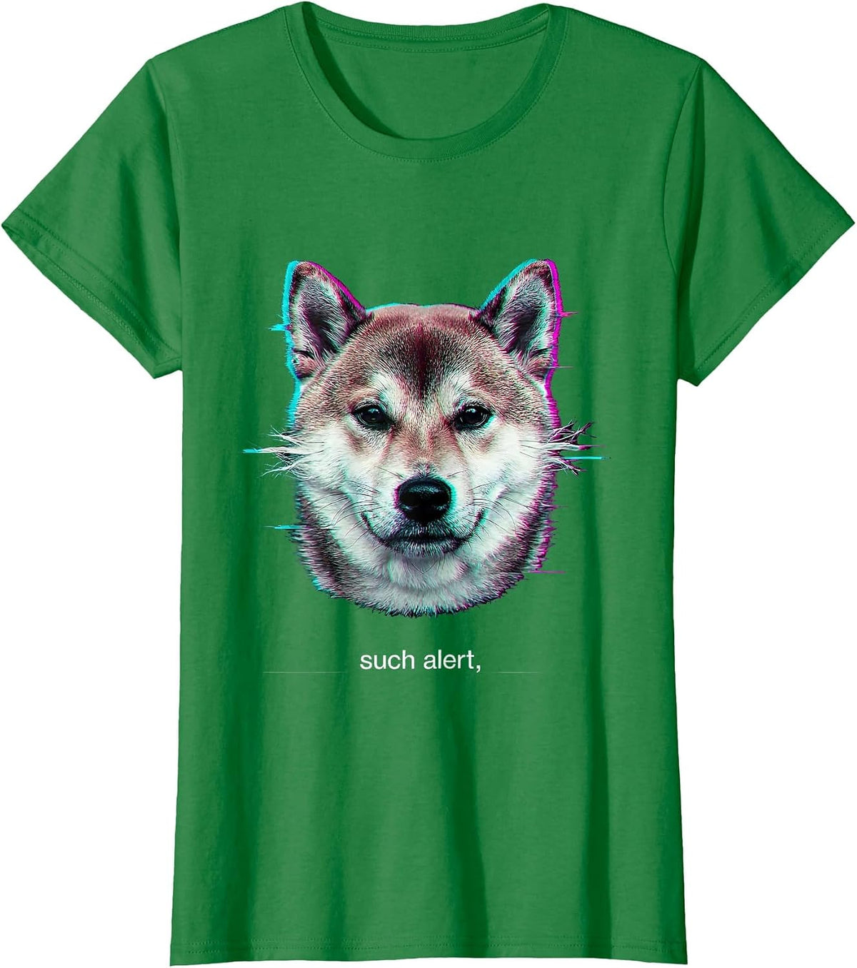 Women's such alert Glitch Kawaii Shiba Inu Dog Lover Meme Humor T-Shirt - Kelly Green