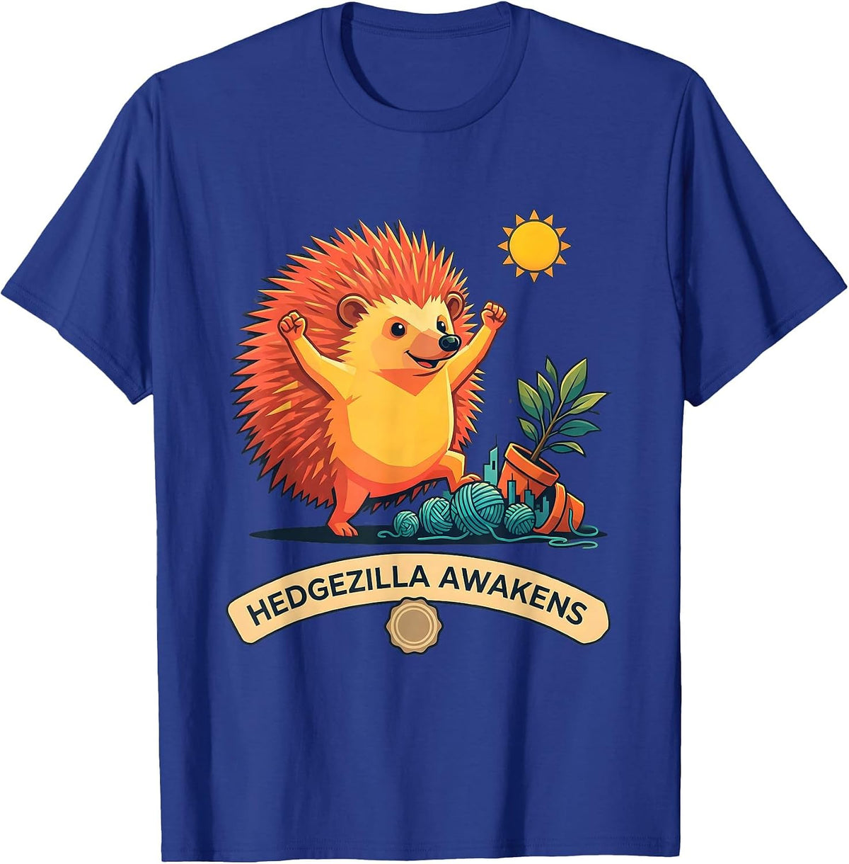 Hedgezilla Awakens Funny Hedgehog Anime Novelty Humor T-Shirt - Royal Blue