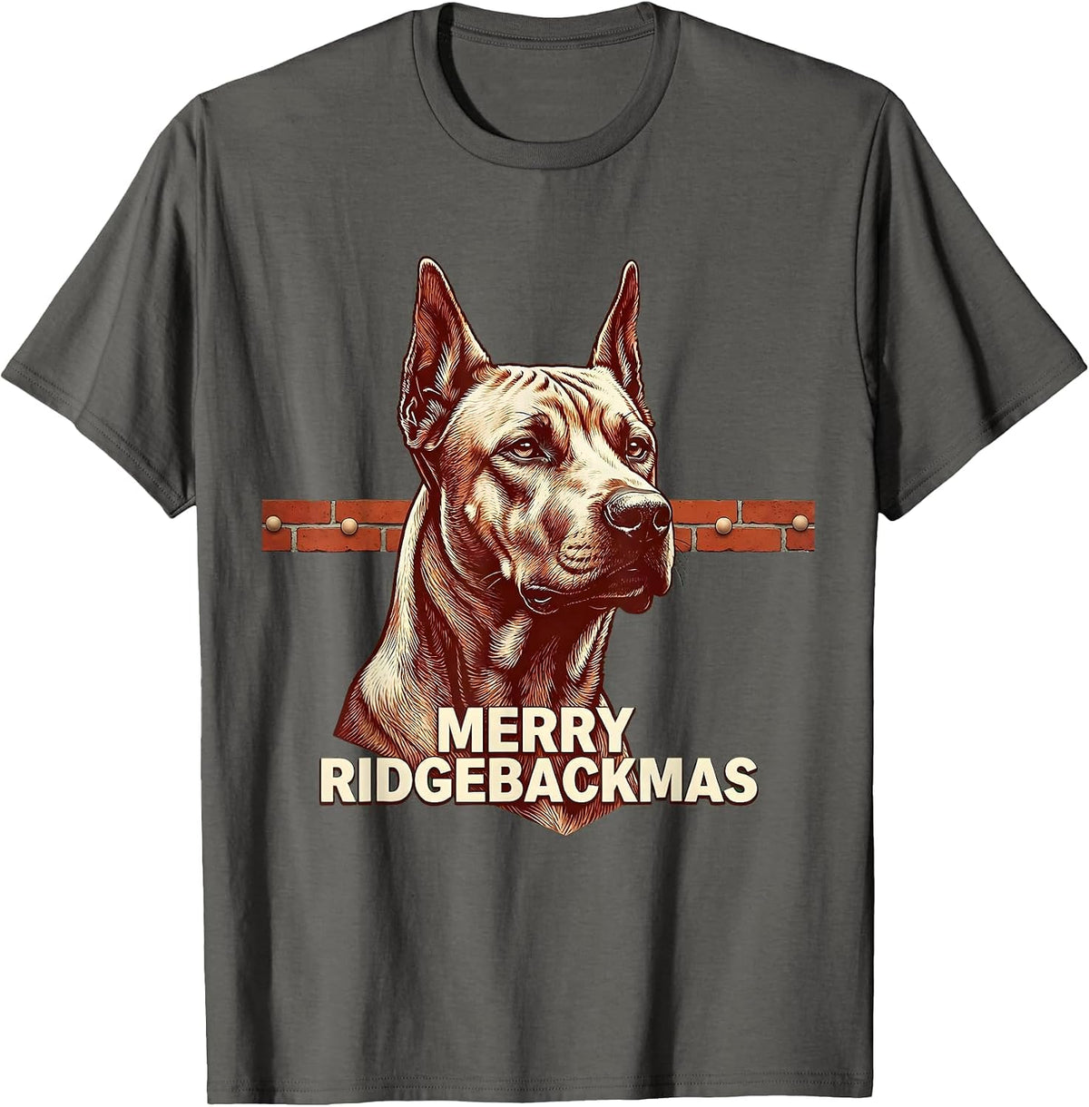 Men's Merry Ridgebackmas Funny Rhodesian Ridgeback Dog Christmas T-Shirt - Asphalt Grey
