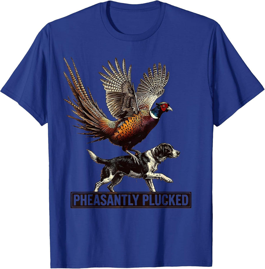 Pheasantly Plucked Funny Pheasant Hunter Upland Bird Hunting T-Shirt - Royal Blue