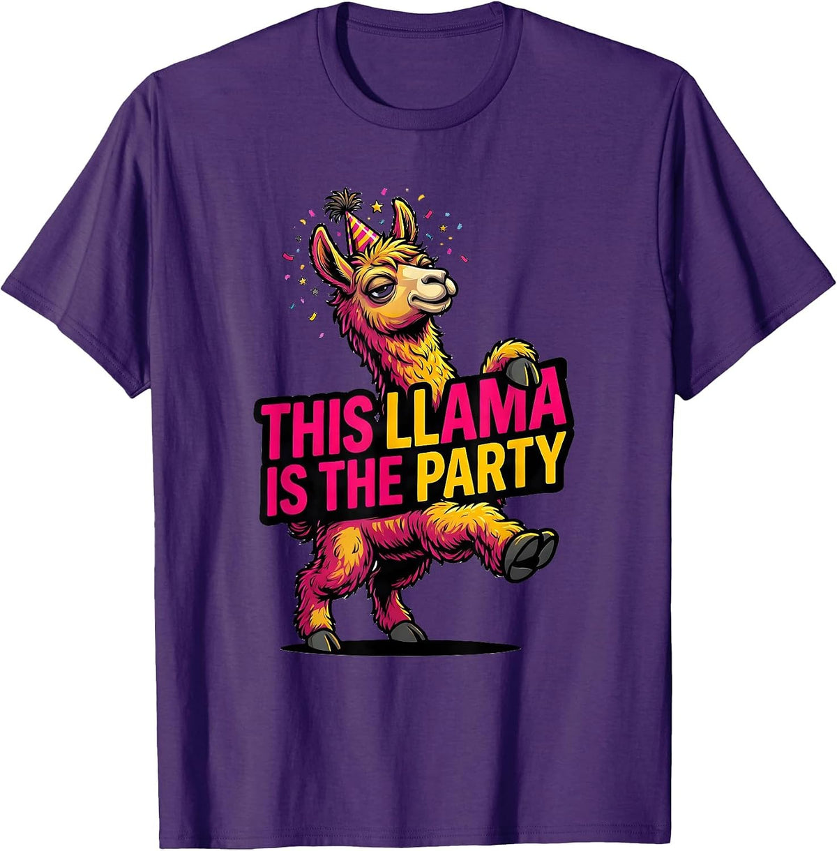 This Llama Is The Party Funny Llama Lover Birthday Gift T-Shirt - Purple