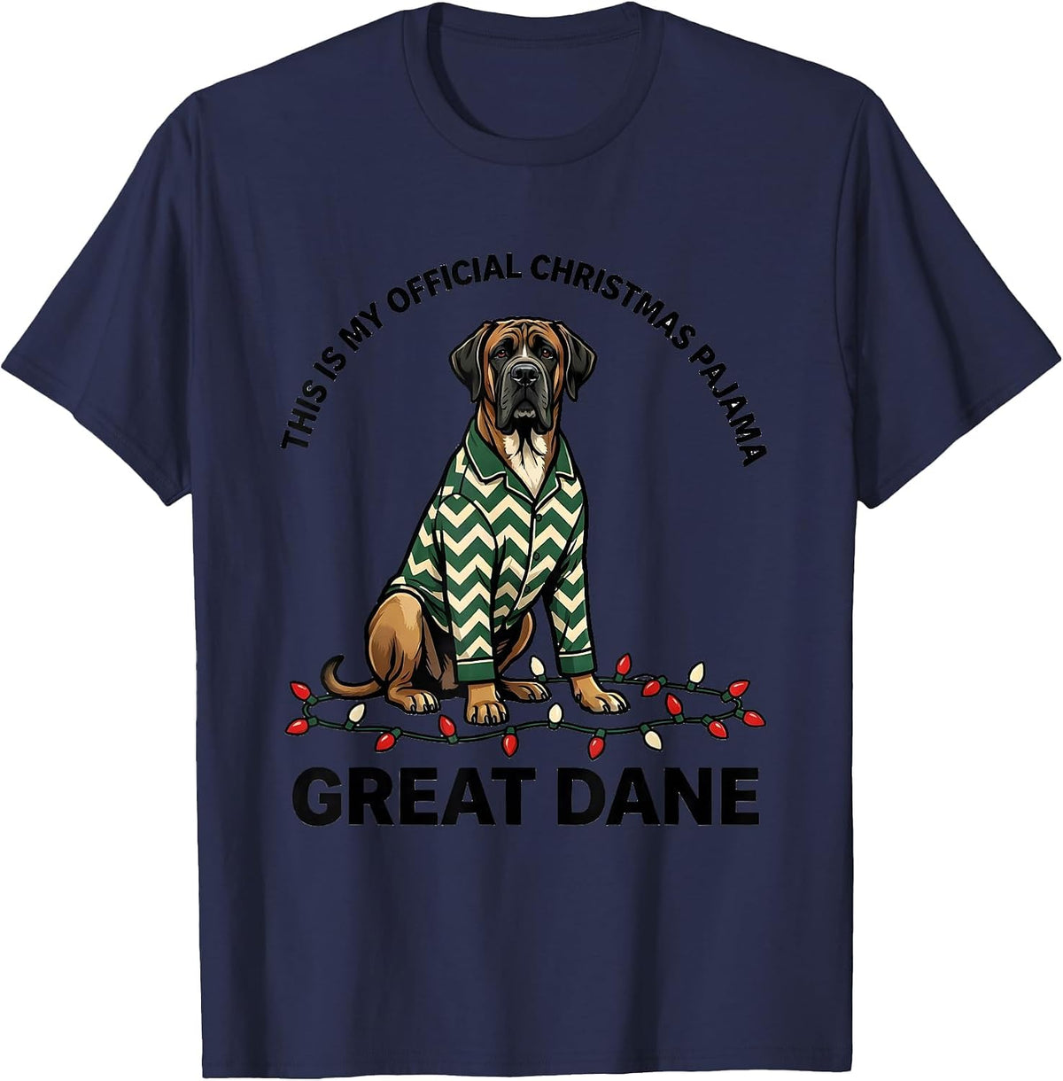 This Is My Official Christmas Pajama Great Dane Dog Lover T-Shirt - Navy Blue