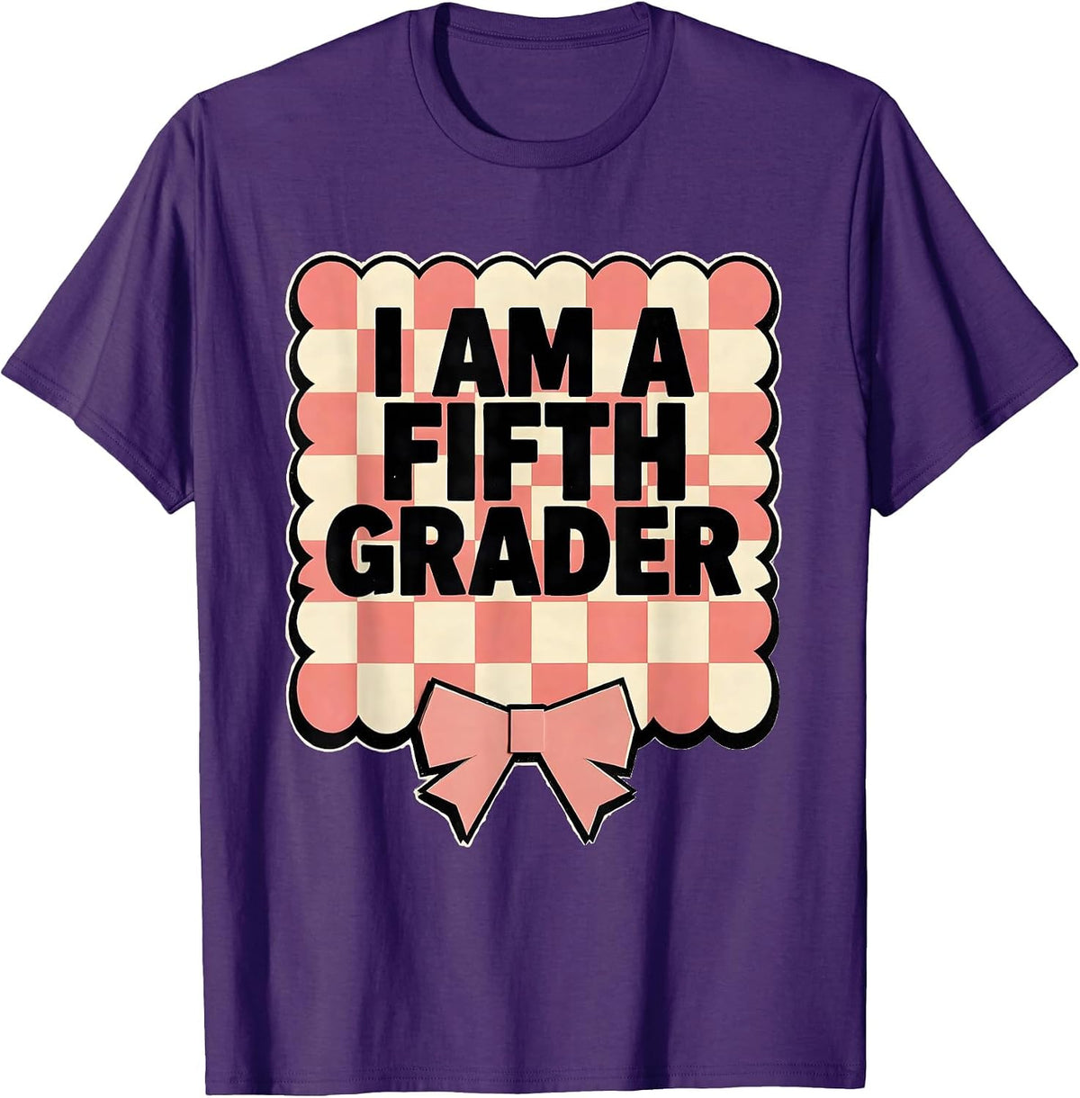 Men's I Am A Fifth Grader Coquette Bow Back to School Fifth Grade T-Shirt - Purple
