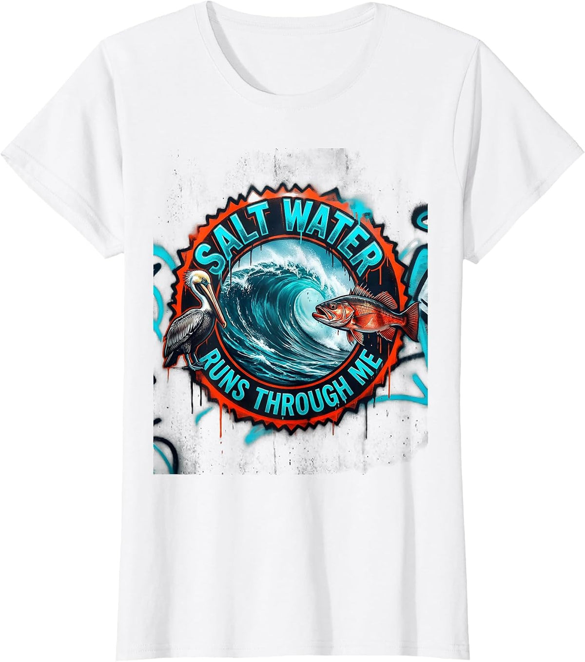Salt Water Runs Through Me Gulf of Mexico Design T-Shirt - White