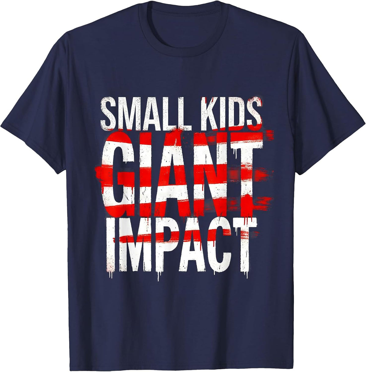 Small Kids Giant Impact Preschool Teacher Design T-Shirt - Navy Blue