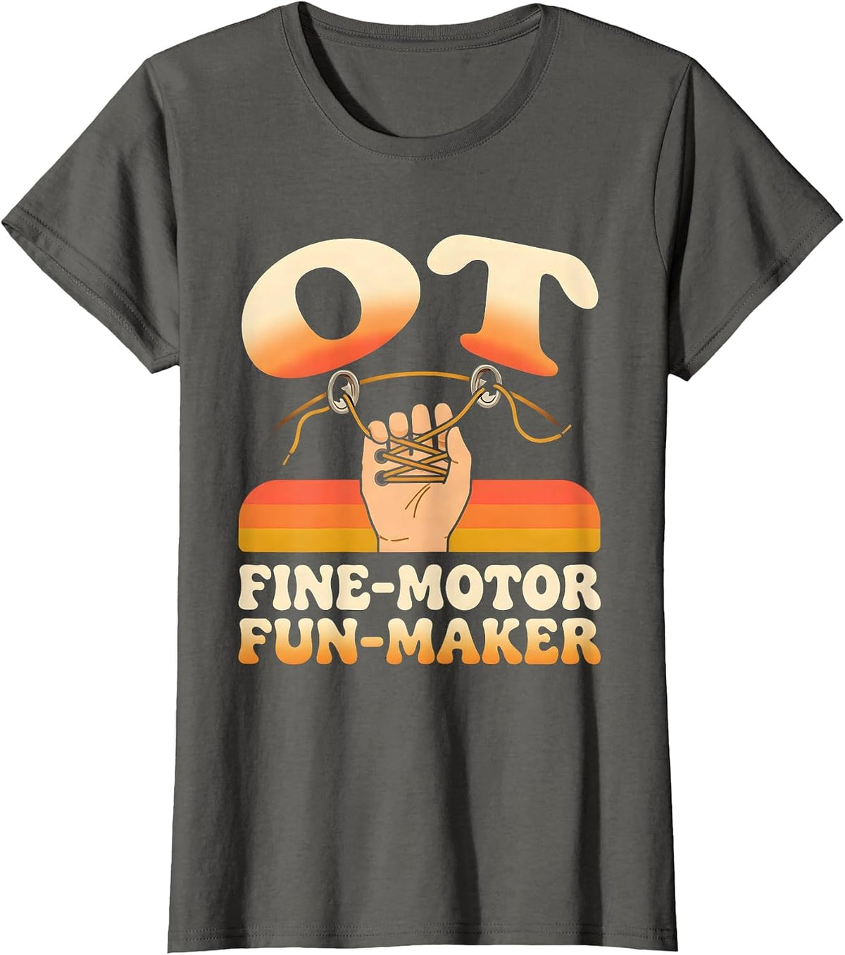 Women's OT Fine-Motor Fun-Maker Retro Occupational Therapy T-Shirt - Asphalt Grey