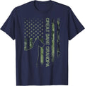 Vintage USA Camo Flag Proud Great Dane Grandpa Silhouette T-Shirt - Navy Blue