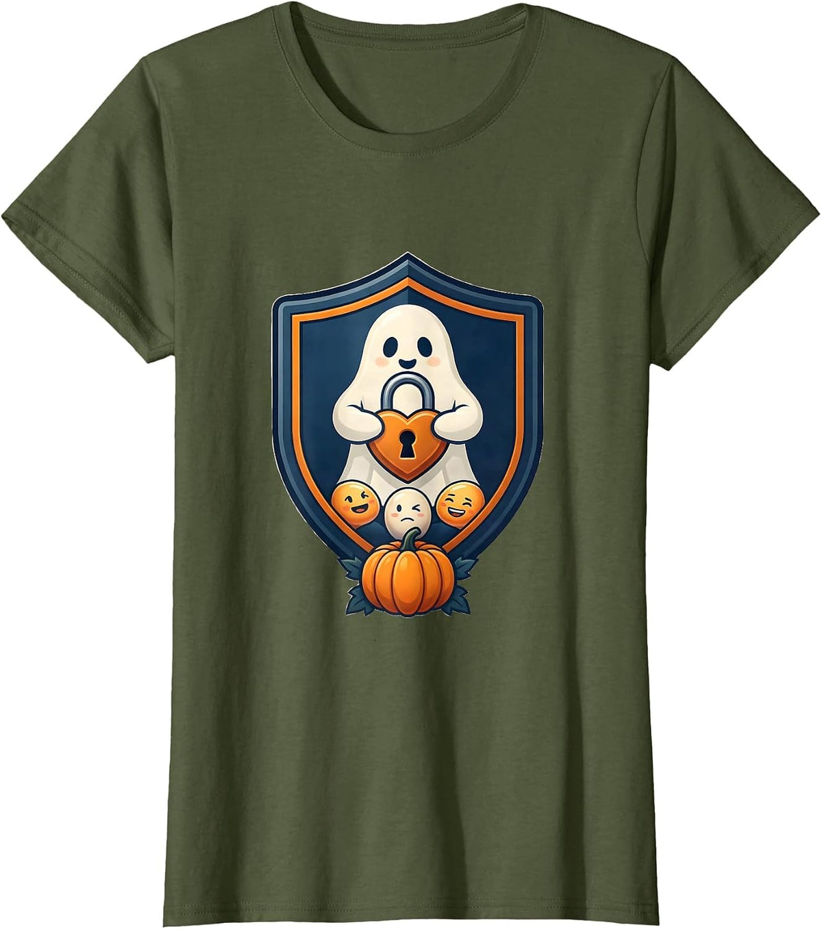 Women's Friendly Ghost Mental Health Awareness School Counselor T-Shirt - Olive Green