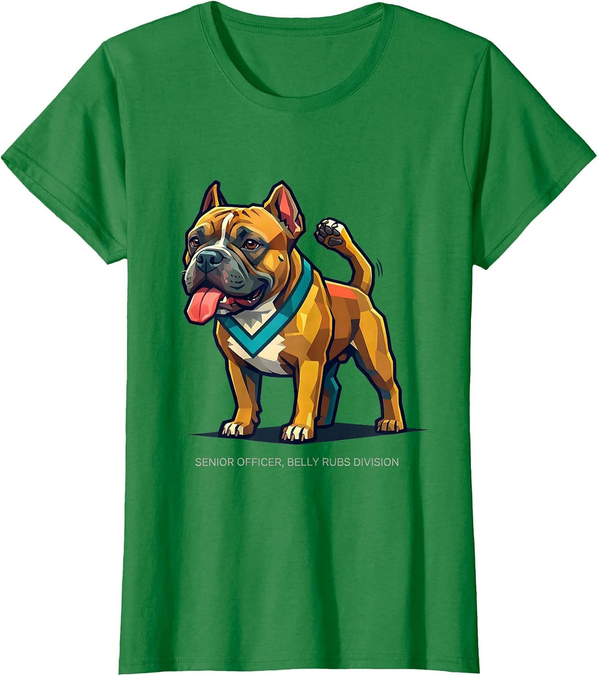 Senior Officer Belly Rubs Division Funny Pitbull Mom Dog T-Shirt - Kelly Green