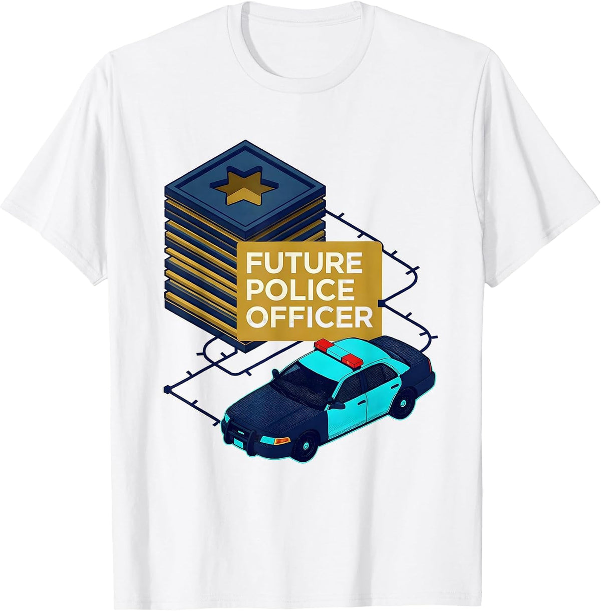 Men's Future Police Officer Playful Kids Role Identity Birthday T-Shirt - White