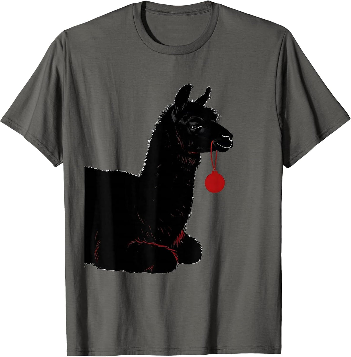 Men's Llama Silhouette Funny Christmas Animal Lover Humor T-Shirt - Asphalt Grey
