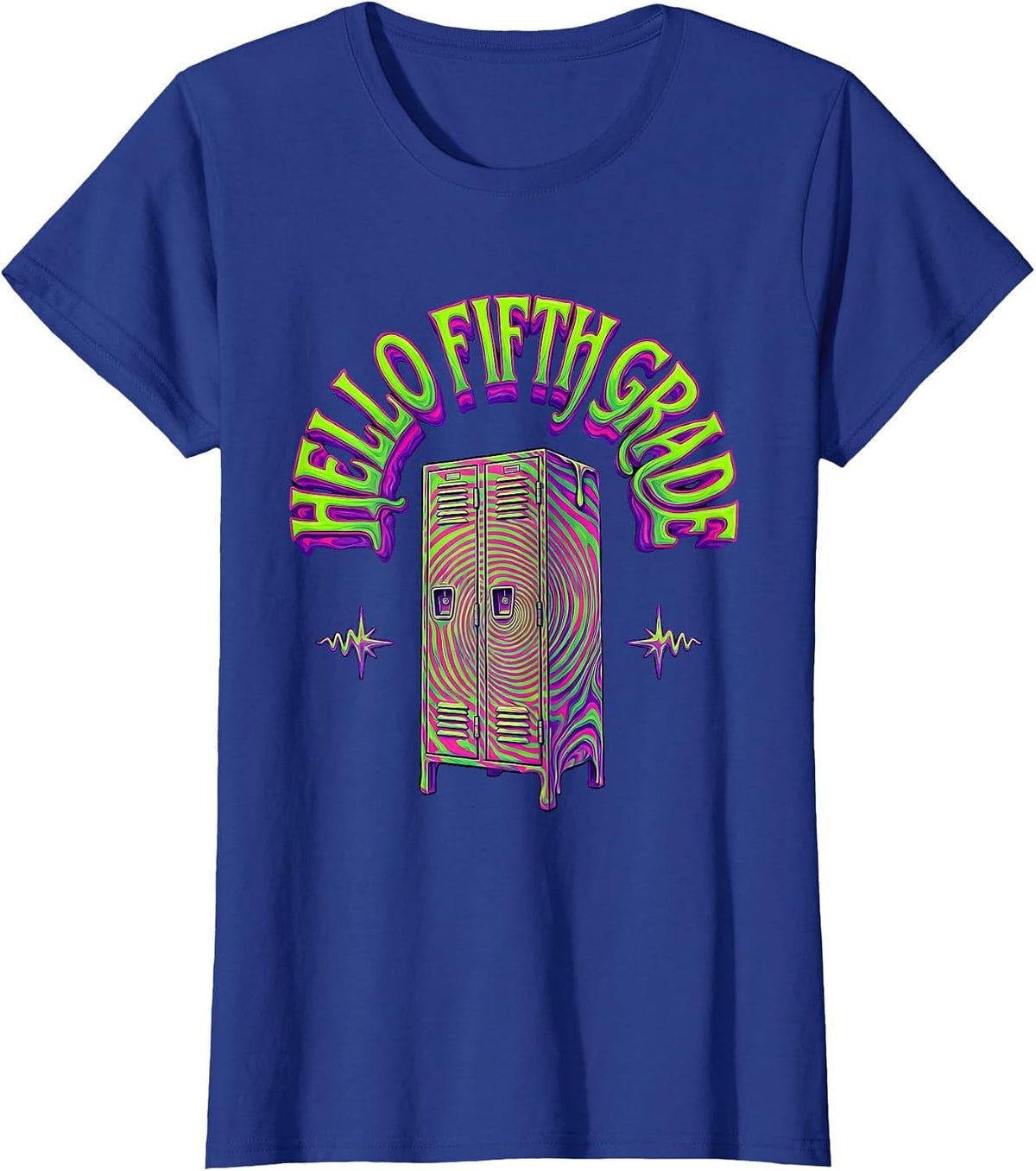 Women's Hello Fifth Grade Psychedelic Back To School 5th Grade T-Shirt - Royal Blue
