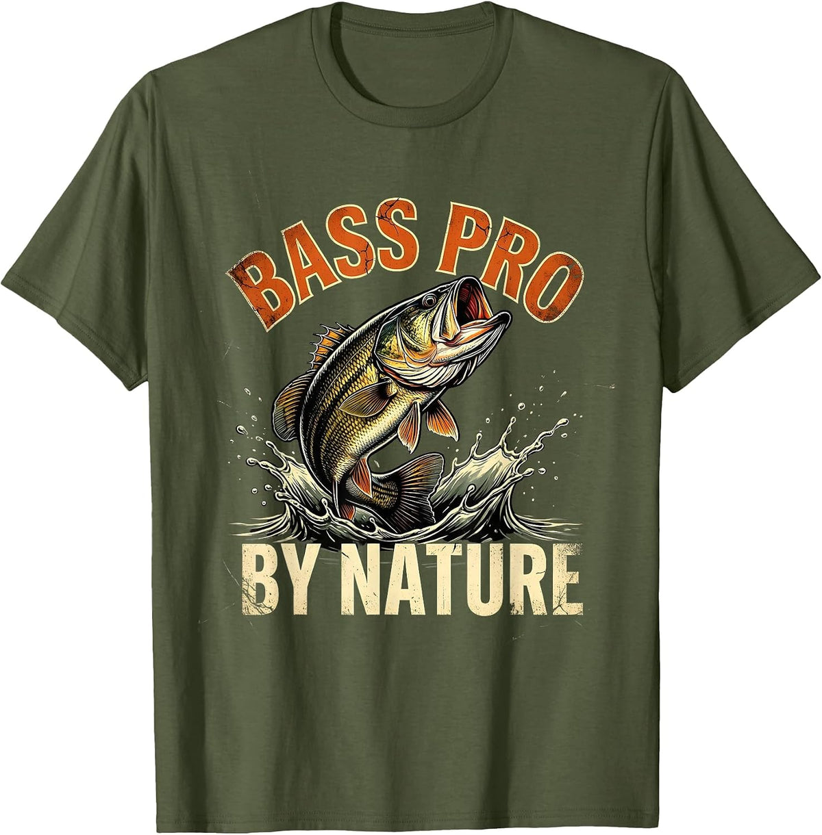 Bass Pro By Nature Fishing Design for Men T-Shirt - Olive Green