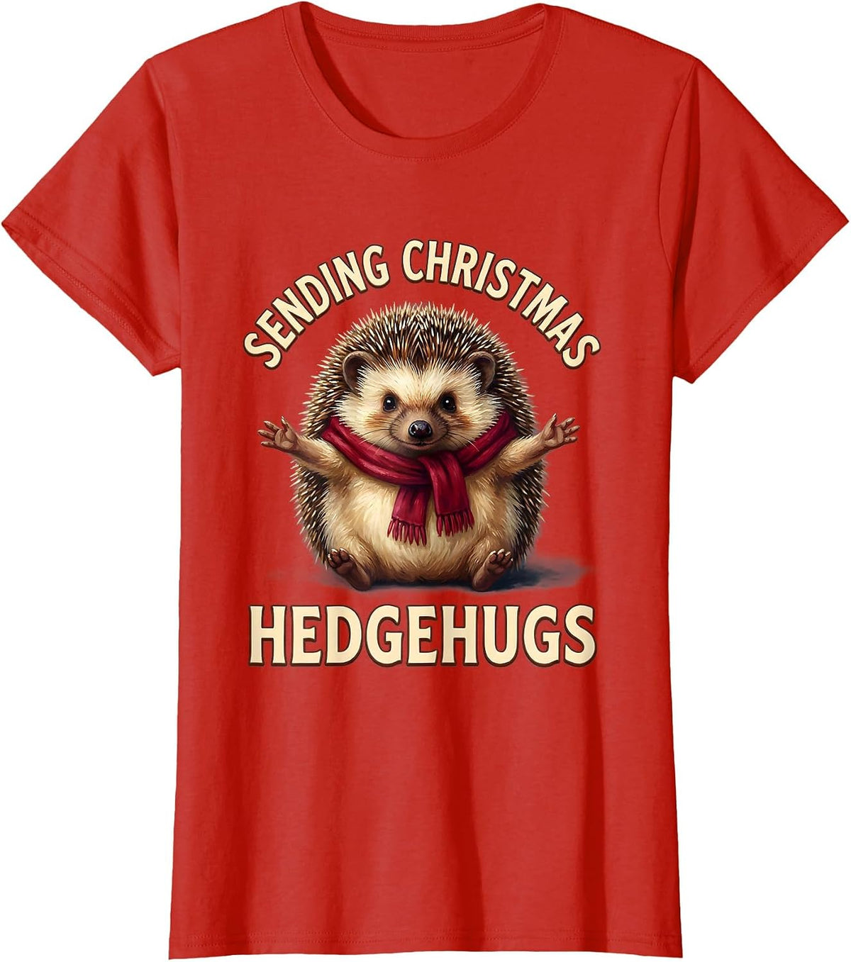 Sending Christmas Hedgehugs Cute Hedgehog Animal Lover T-Shirt - Red