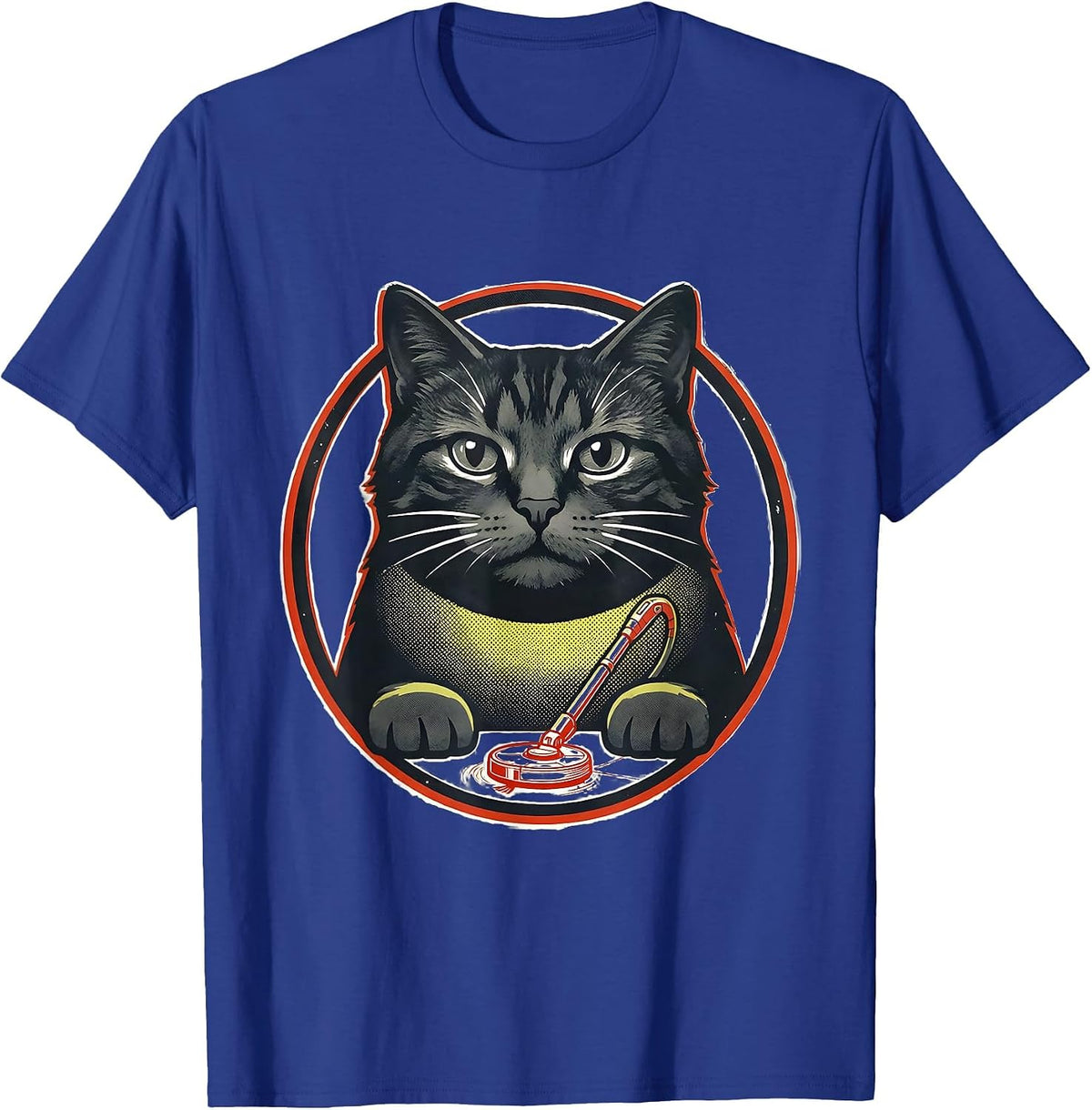 Sealed Cat Badge Screenprint Poster Cat Lover Humor T-Shirt - Royal Blue