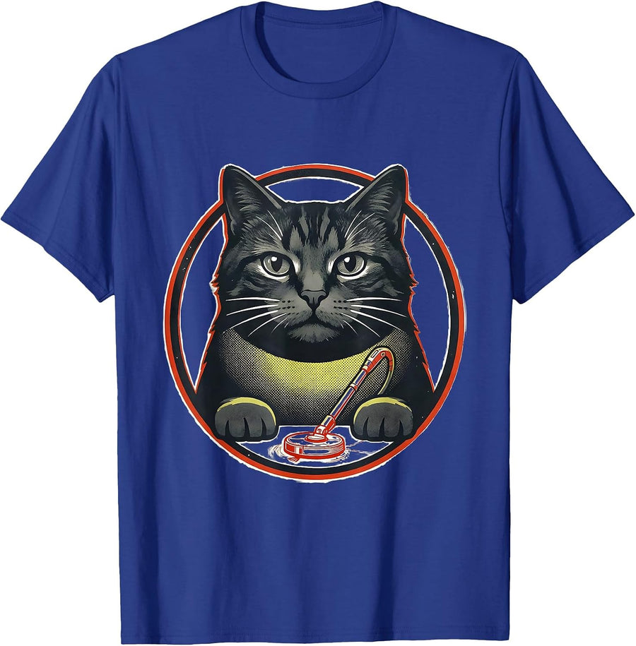 Sealed Cat Badge Screenprint Poster Cat Lover Humor T-Shirt - Royal Blue