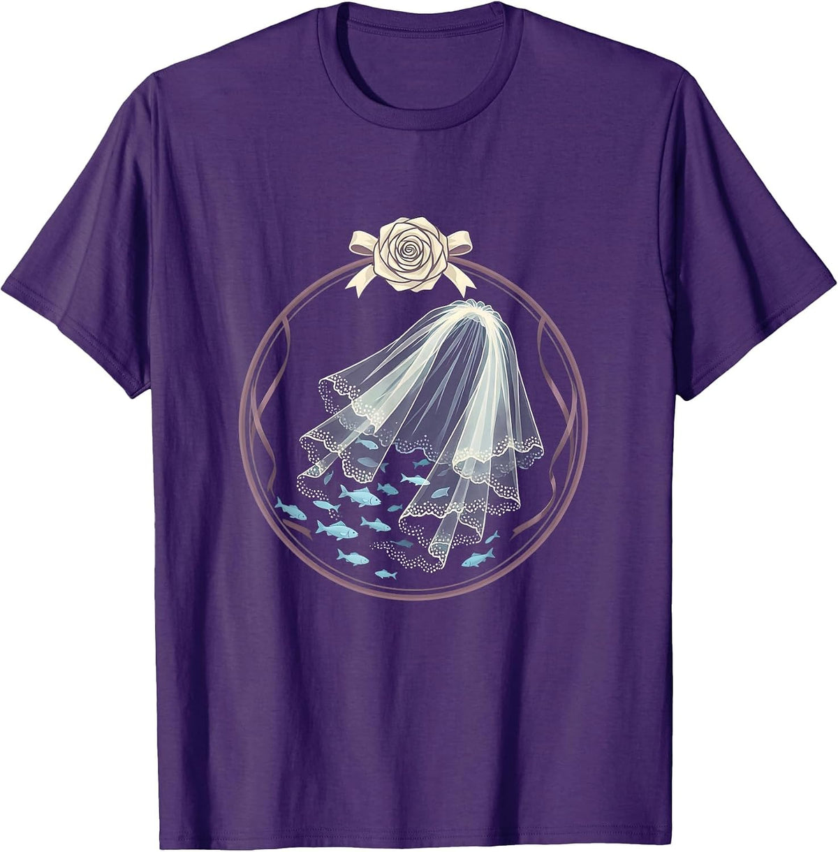 Bridal Veil Underwater Ocean Dream Graphic T-Shirt - Purple