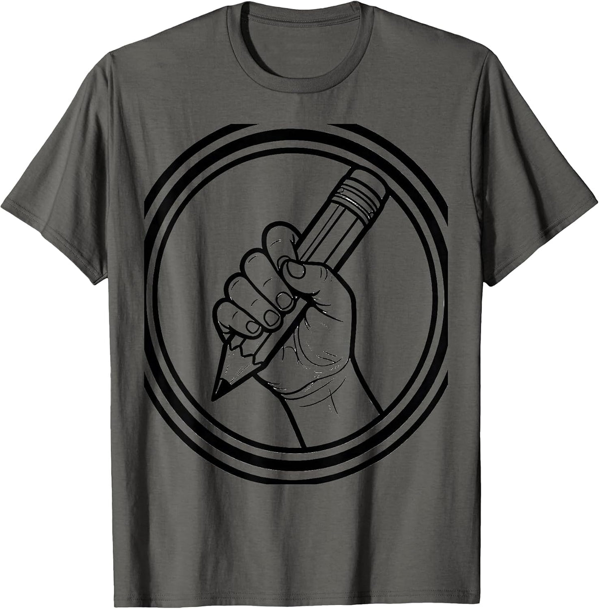 Men's Occupational Therapy Pencil Grip Child Illustration T-Shirt - Asphalt Grey