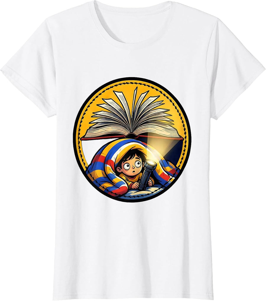 Women's Secret Flashlight Reader Under the Blanket T-Shirt - White
