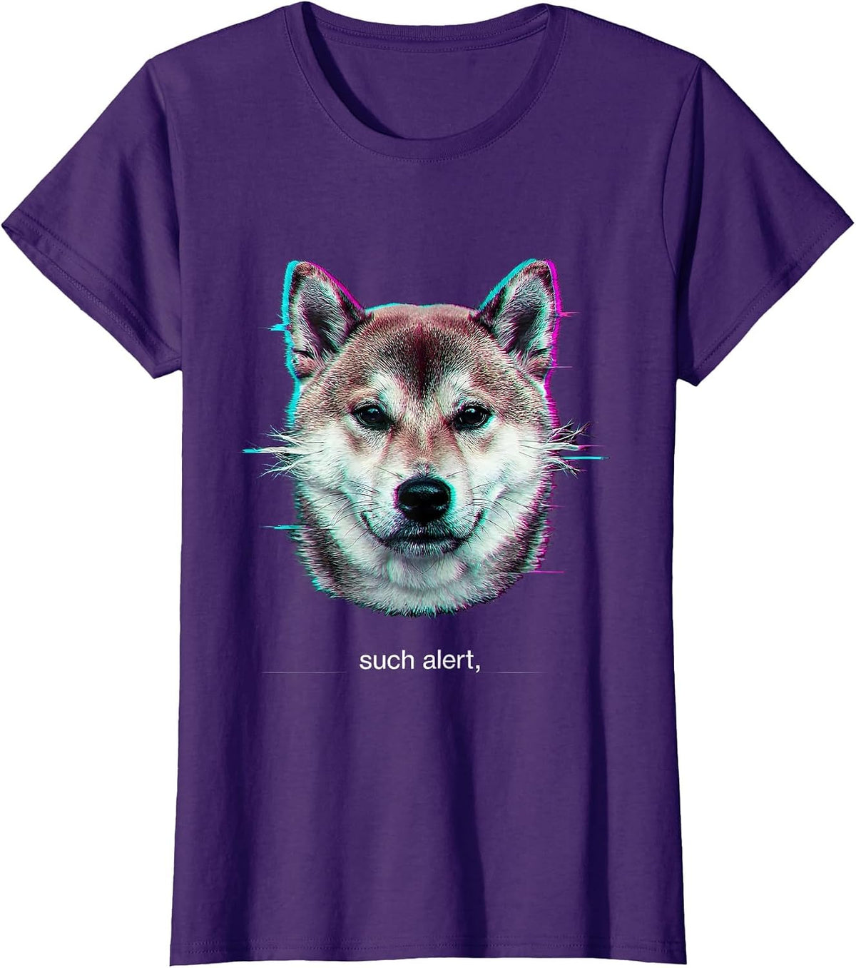 Women's such alert Glitch Kawaii Shiba Inu Dog Lover Meme Humor T-Shirt - Purple
