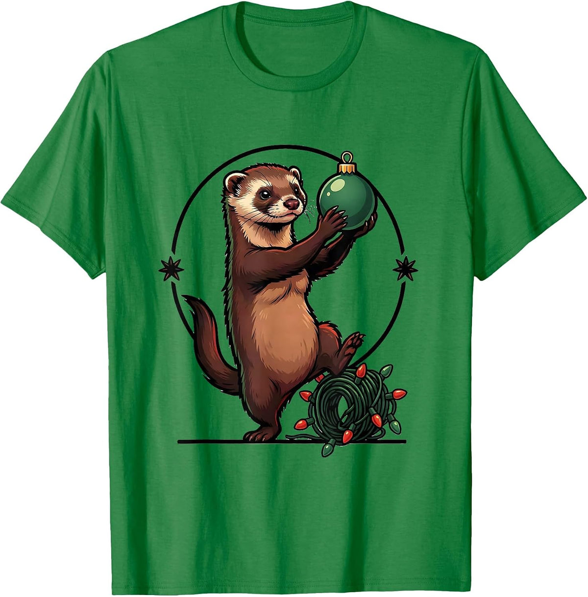 Men's Ferret Steals Ornament Cartoon Ferret Lover Humor Gift T-Shirt - Kelly Green