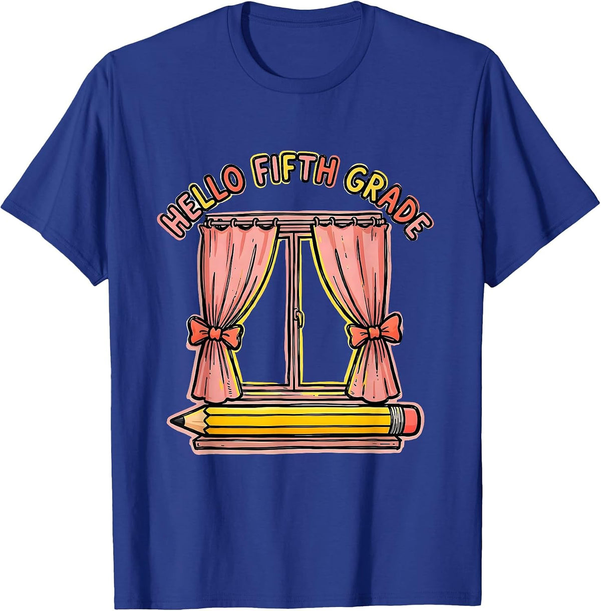 Men's Hello Fifth Grade Cute Coquette Bow Back To School Pencil T-Shirt - Royal Blue